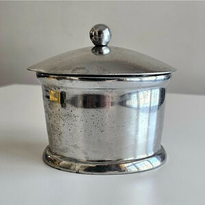 Vintage Pewter Tobacco Jar With Lid – 4.75" Tall – Classic Humidor Style